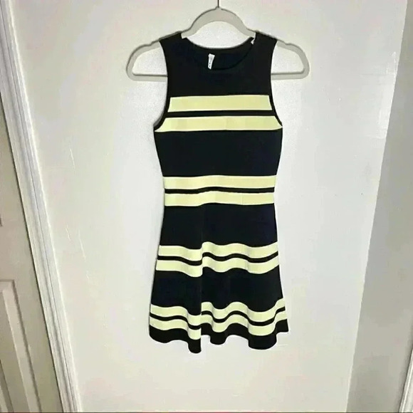 NEW A.L.C. Pippa Striped Double Knit Fit & Flare Dress Cocktail Party Sleeveless - Picture 2 of 7